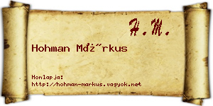 Hohman Márkus névjegykártya